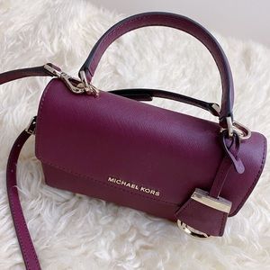 NWOT Michael Kors Ava Extra Small Plum Saffiano Leather Crossbody